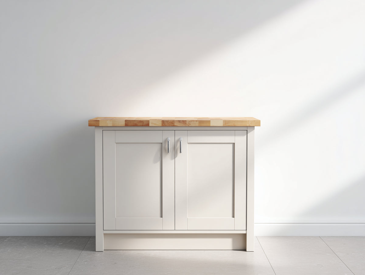 Sideboards Holz 100x40x90 cm - Hellgrau Natur - 2 Türen Landhausstil