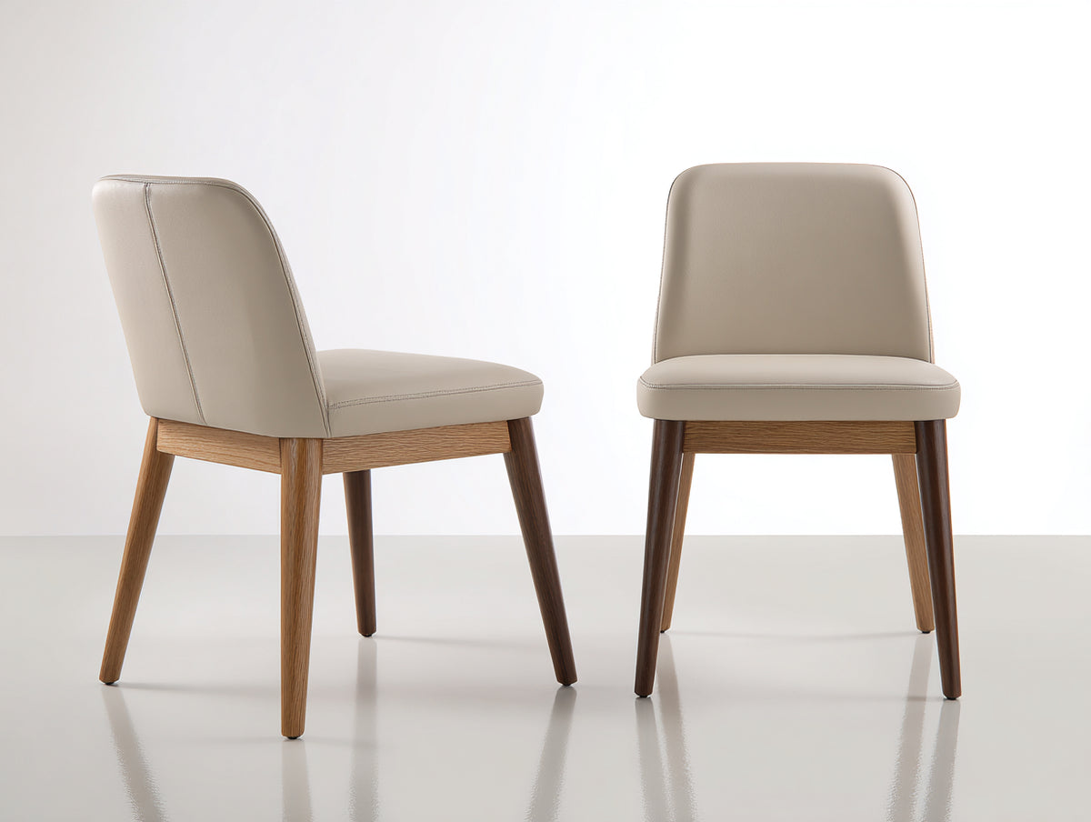 Esszimmerstühle Kunstleder gepolstert 52x56x83 cm - Beige Naturbraun - Holzbeine modernes Design