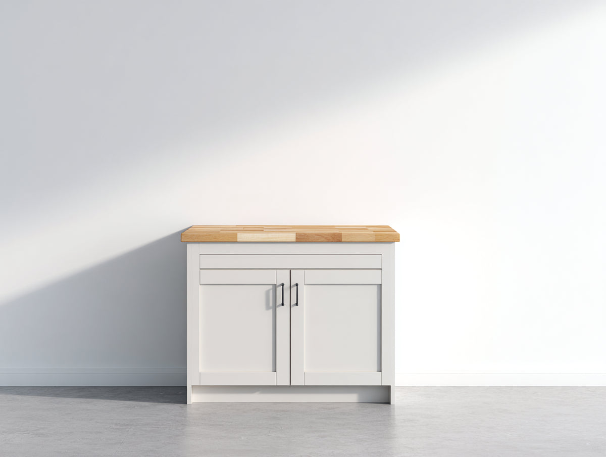 Sideboards Holzwerkstoff und Holz 88x40x84 cm - Hellgrau Natur - Sideboard mit 2 Türen im Landhausstil
