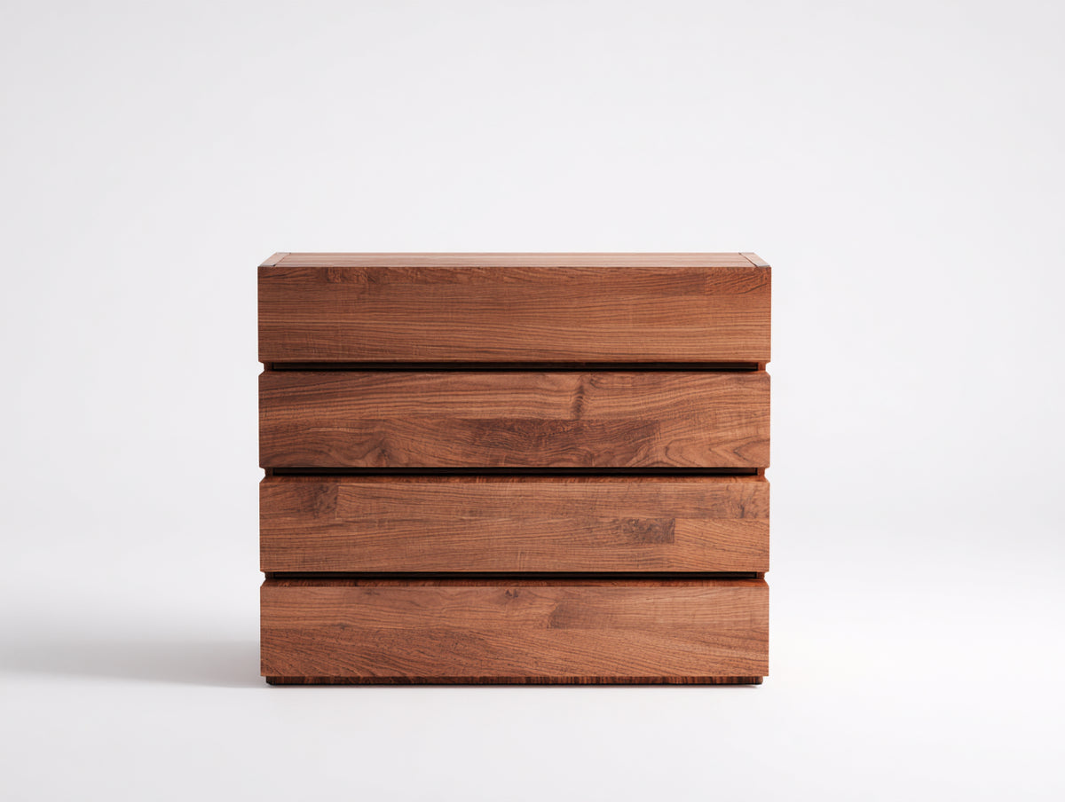 Kommode mit Schubladen Holz 90x45x85 cm - Walnussbraun - 4 Schubladen modernes Design
