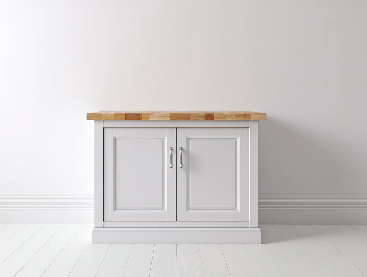 Sideboards 100x40x85 cm - Hellgrau-Natur - 2 Türen und modernes Landhausdesign