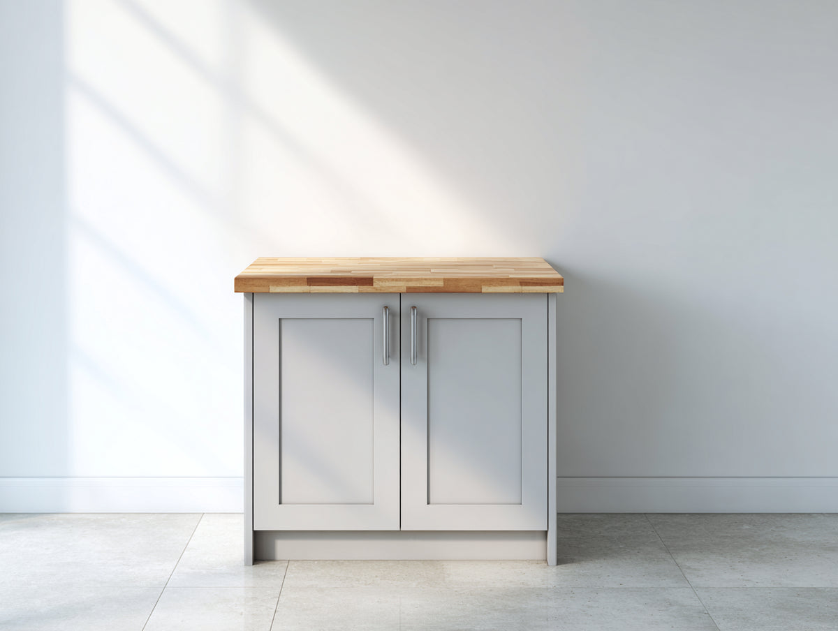 Sideboards - 2-türiges Sideboard aus Holz 90x40x85 cm - Hellgrau-Naturholzfarben - für Esszimmer und Wohnbereich - moderner Landhausstil