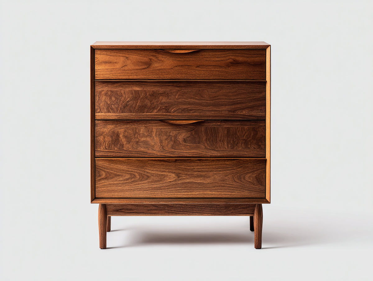 Kommode mit Schubladen aus Holz 80x40x100 cm - Walnussbraun - 4 Schubladen - modernes Mid-Century-Design
