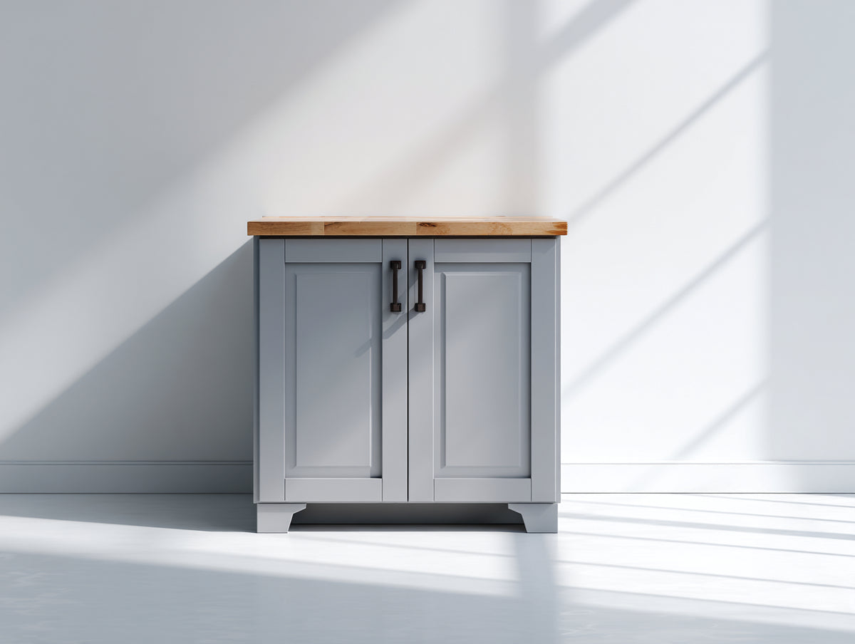 Sideboards mit 2 Türen - 85 x 40 x 82 cm - Hellgrau Naturholz im Landhausstil